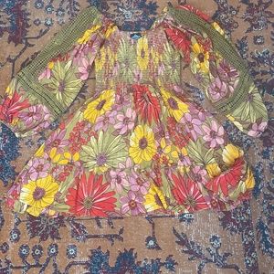 Buckle Floral Patterned Dress